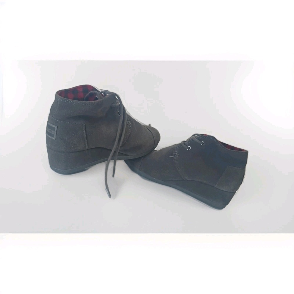 Toms Boots Youth Size 3 Desert Gray Comfort Casual Wedge Heels Ankle Top